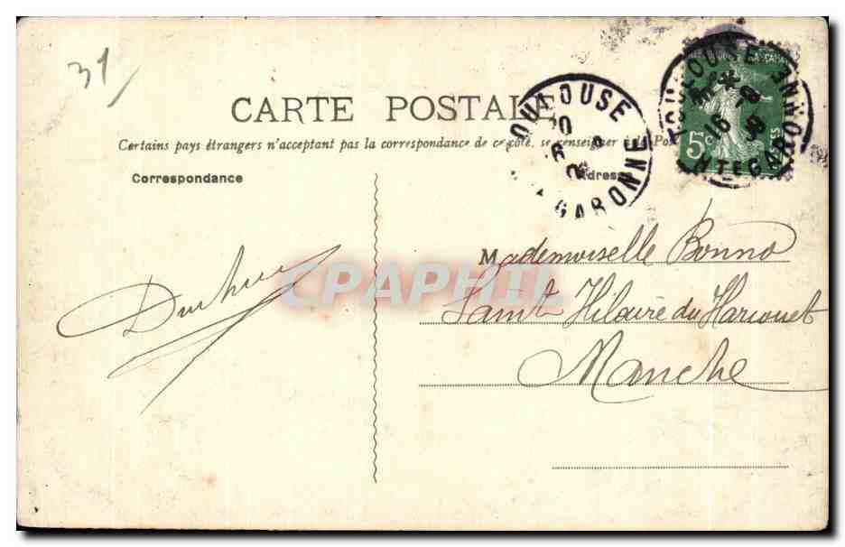 CPA Toulouse La Colonne Dupuy et la Halle aux Grains — Rückseite