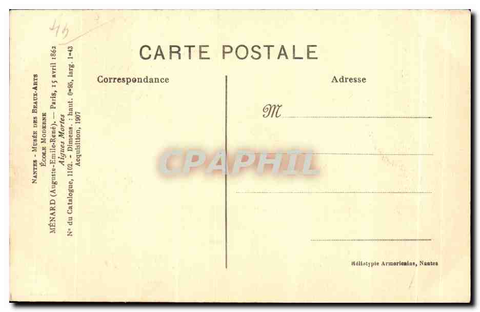 CPA Nantes Menard Aigues Mortes  — Verso