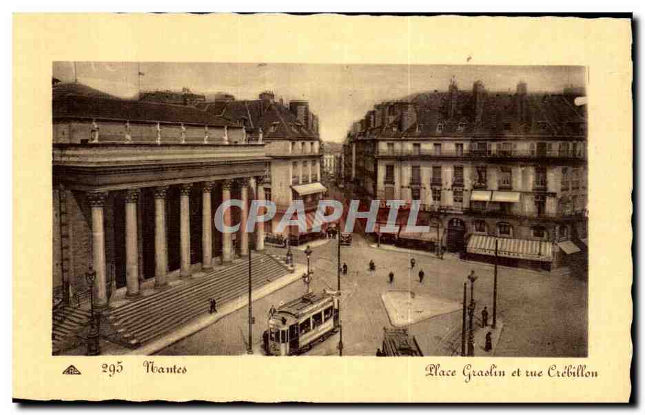 CPA Nantes place Graslin et vue Trebillon Tramway