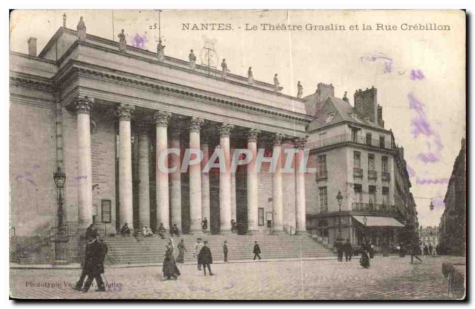 CPA Nantes Le Theatre Graslin et la Rue Grebillon