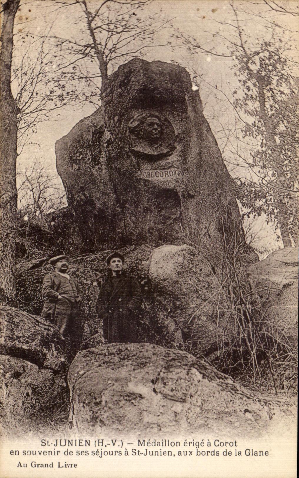 CPA Saint Junien Medaillon erige a Corot en souvenir de ses sejours aux bords de la Glane