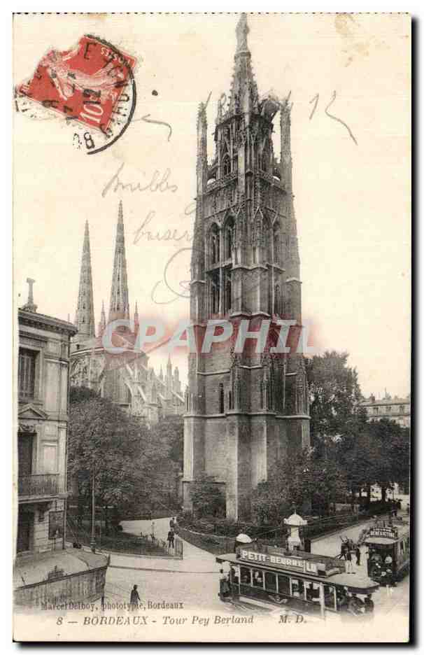 CPA Bordeaux Tour Pey Berland Tramways