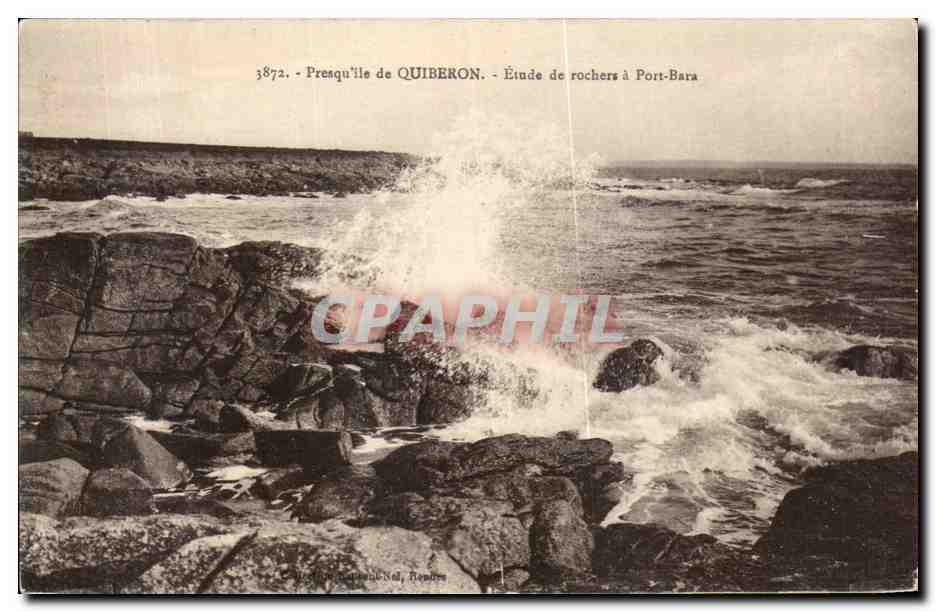 Presqu'île de Quiberon — Étude de rochers à Port-Bara — Éditeur : Del Reymer
