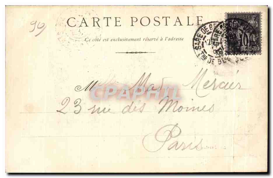 CPA Le Lion de Barthodi Belfort (carte de 1899) — Rückseite