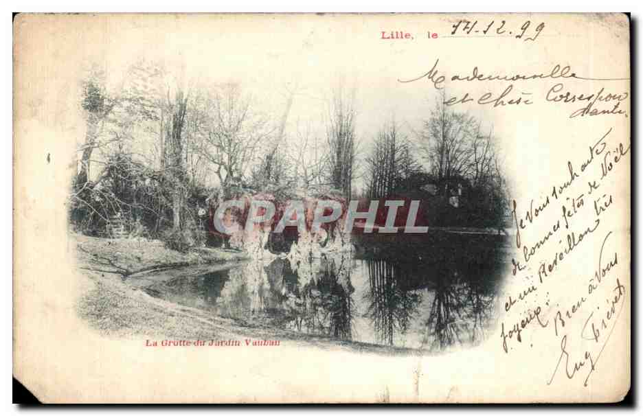 CPA La Grotte du Jardin Vaubau lille Carte de 1899