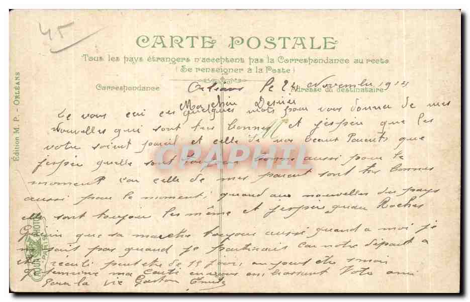 CPA Orleans La Rue de la Republique prise de la Gare — Rückseite