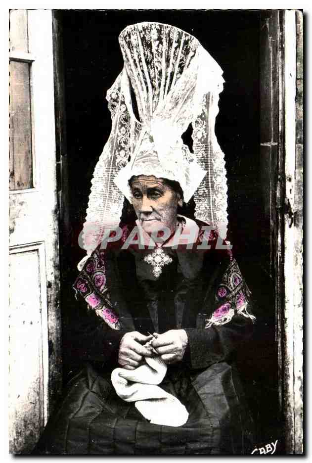 CPSM Costumes Normands Coiffure ancienne des environs de Bayeux