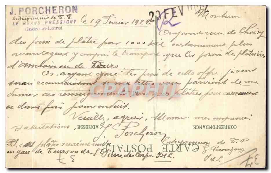 CPA Loches Porte des Cordelliers — Verso
