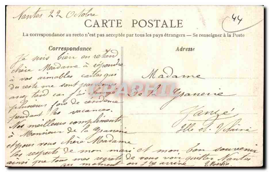 CPA Nantes Un coin du Jardin des Plantes — Verso