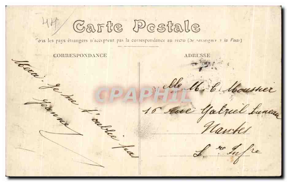 CPA Nantes Jardin des Plantes Le Lac — Verso