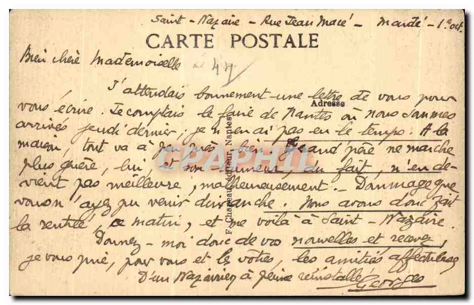 CPA Nantes Jardin des Plantes Vue Prise des Grottes — Verso