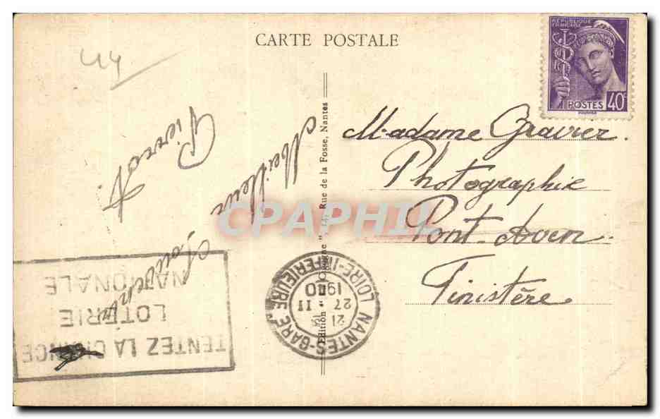 CPA Nantes Peristyle du Palais de Justice — Verso