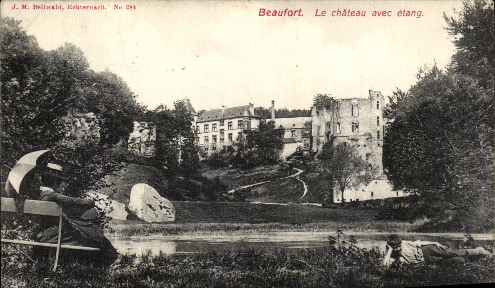Beaufort. The castle with pond. — J.M. Bellwald, Echternach. No 254
