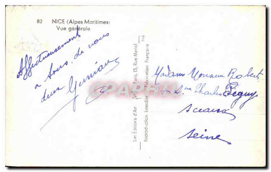 CPA Nice (Alpes Martitimes) Vue generale — Verso