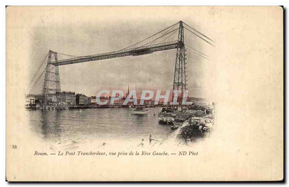 CPA Rouen Le Pont Transbordeur vue prise de la Rive Ganche