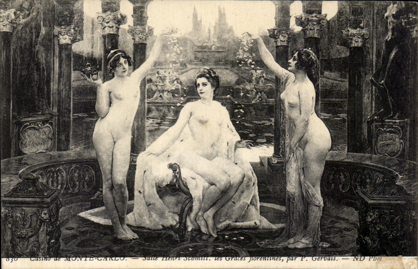CPA Casino de Monte Carlo Saint Scmitt les Graces Florentines Gervais Femmes nues Monaco 