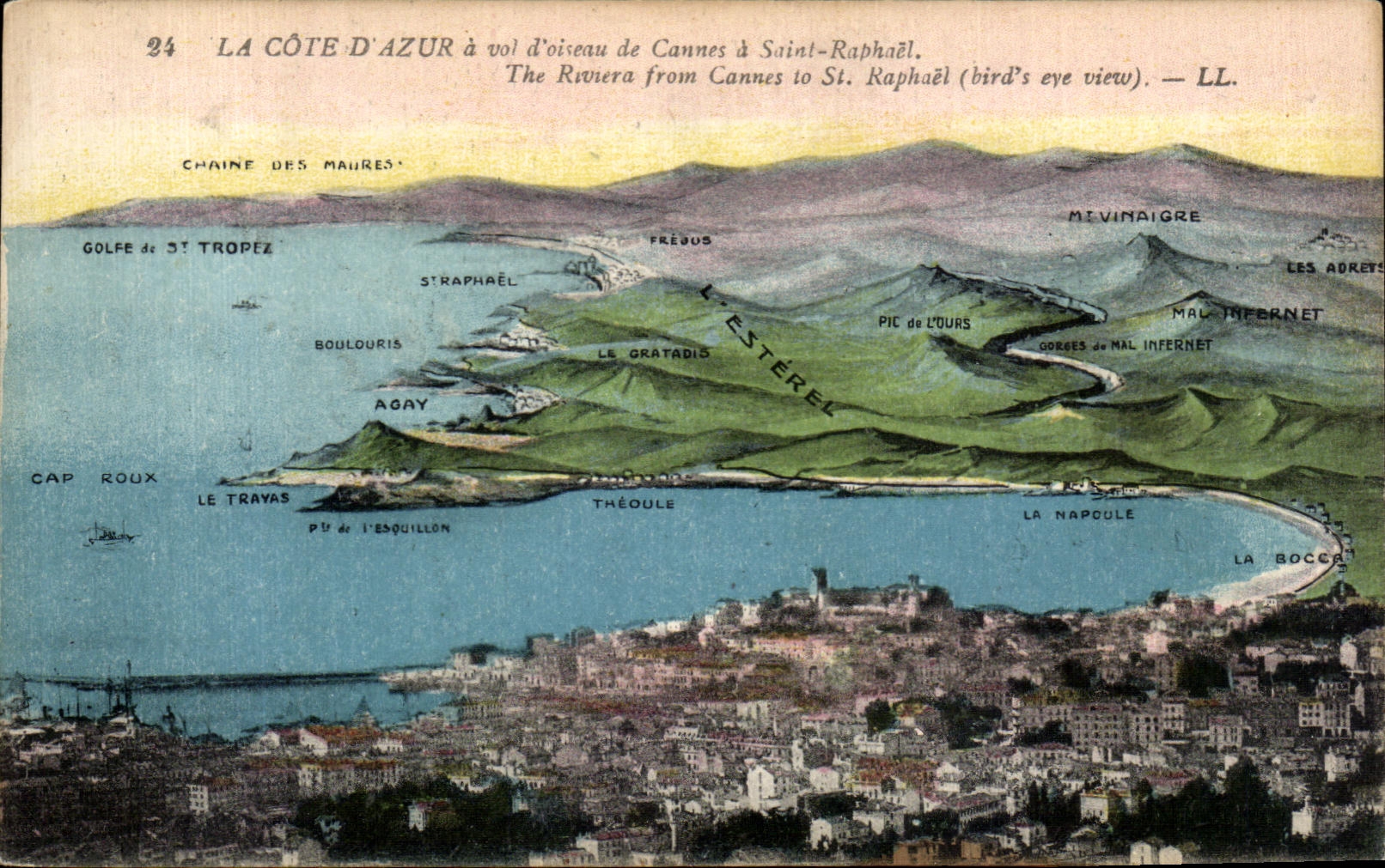CPA La Cote D Azur a vol d oiseau de Cannes a Saint Raphaet The Reviera from Cannes to St Raphael