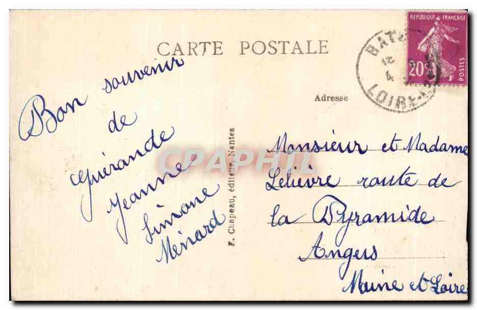 CPA Guerande (Loire Inf) Tour et Fosses Sainte Anne — Rückseite