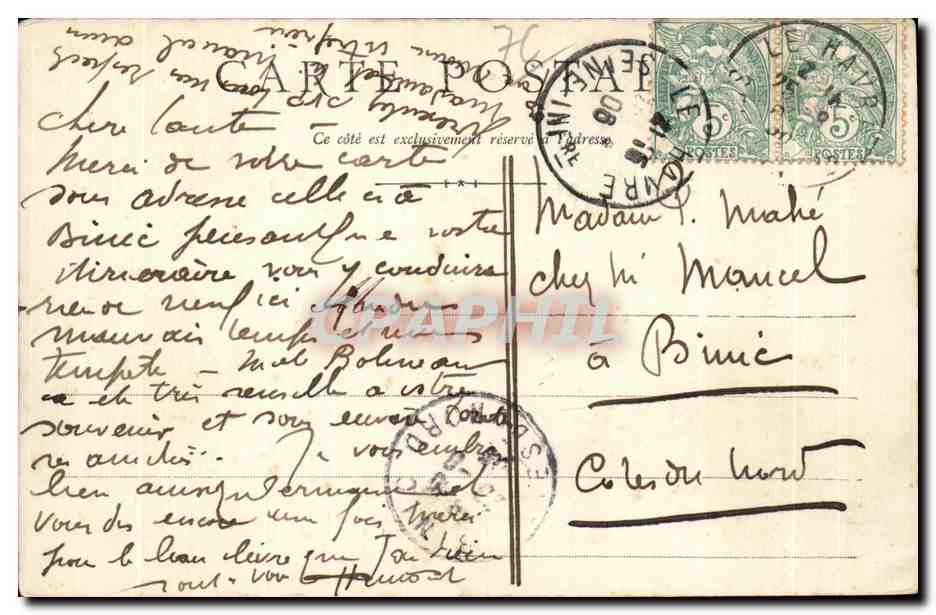 CPA Le Havre Normandie (Collection Simon) Le Havre Villa Ginevra — Rückseite