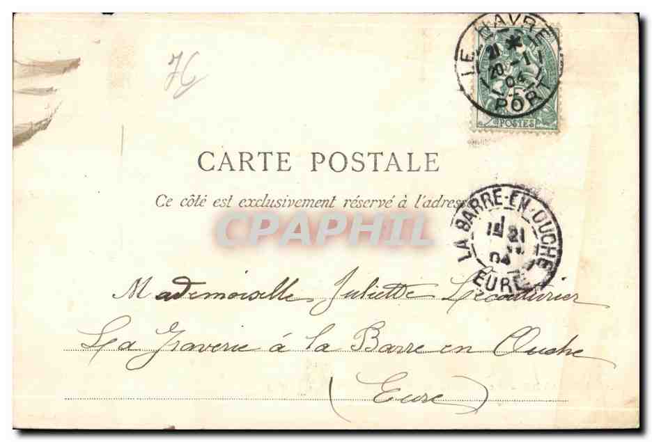 CPA Le Havre Le Pont du Commerce et le Bourse — Verso