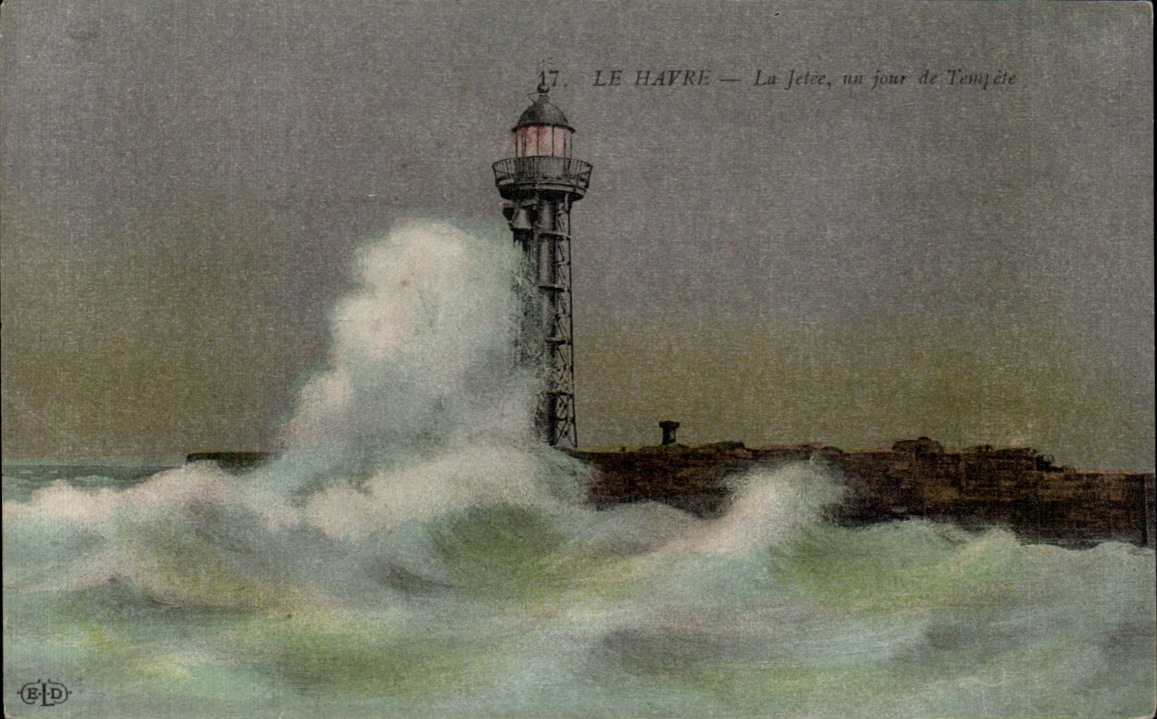 CPA Le Havre La Jetee au Four de Tempete Phare Lighthouse