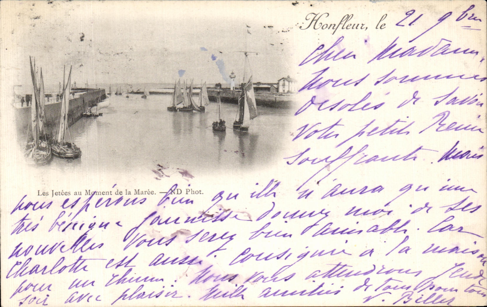 CPA Les Jetees au Monument de la Maree Honfleur Carte 1898