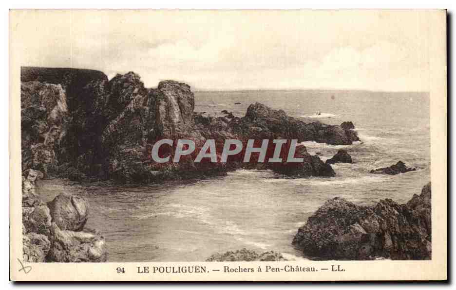 CPA Le Pouliguen Rochers a Pen Chateau
