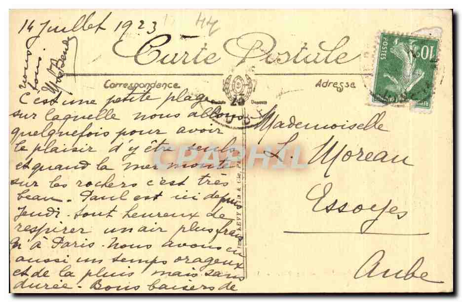 Le Pouliguen — La Playa y la Torre Rochereau — LL. n°16 — Reverso