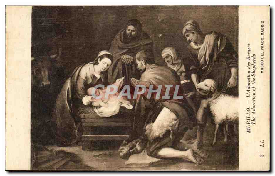 CPA Murillo Adoration des bergers Mouton Sheep