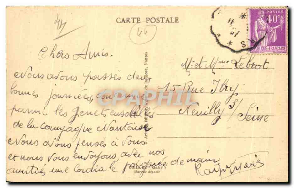 CPA Nantes Le Chateau des Ducs de Bretagne Une des Tours — Verso
