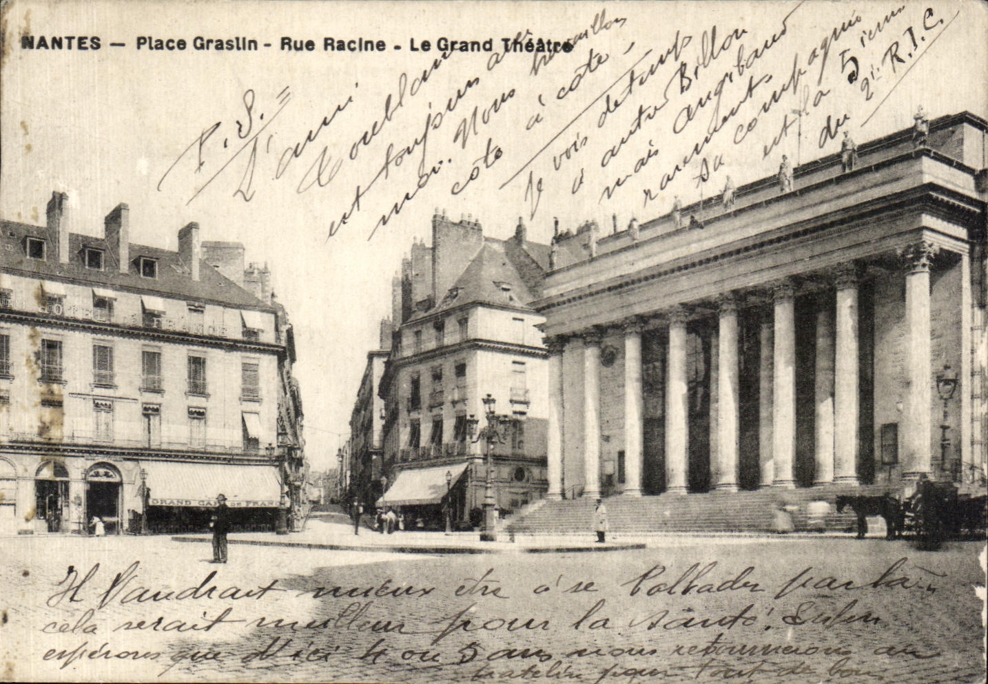CPA Nantes Place Graslin Rue Racine Le Grand Theatre