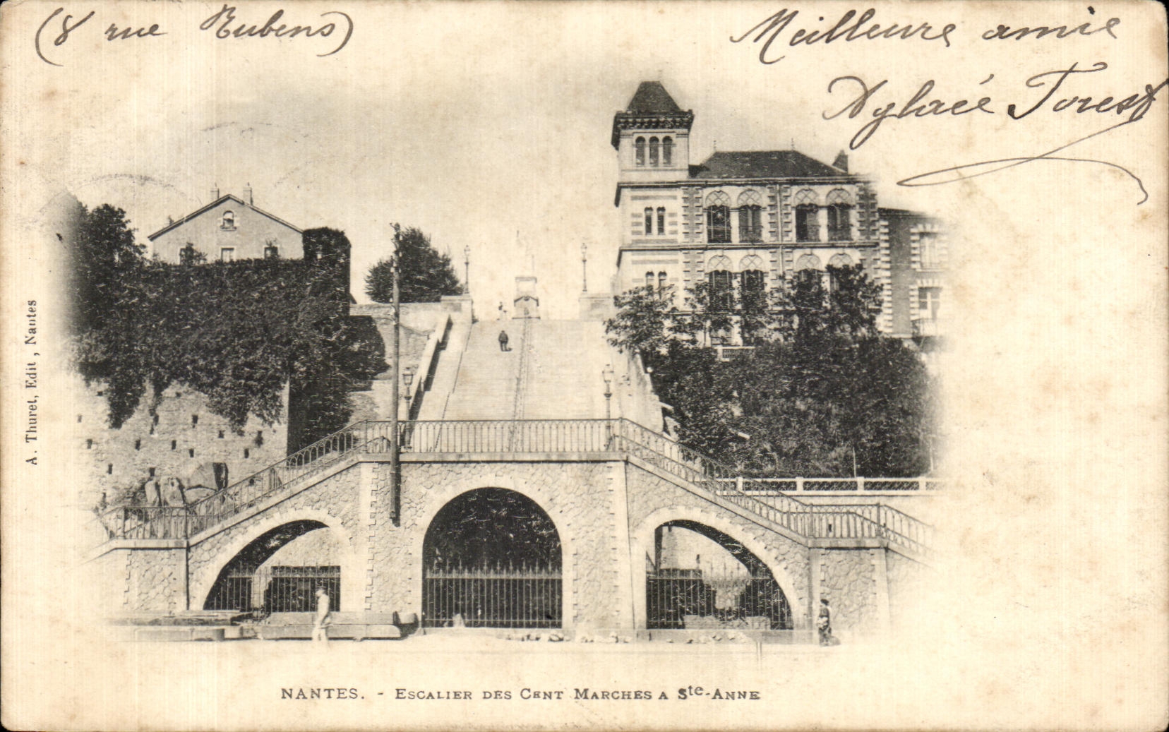 CPA Nantes Escalier Des Cent Marches 