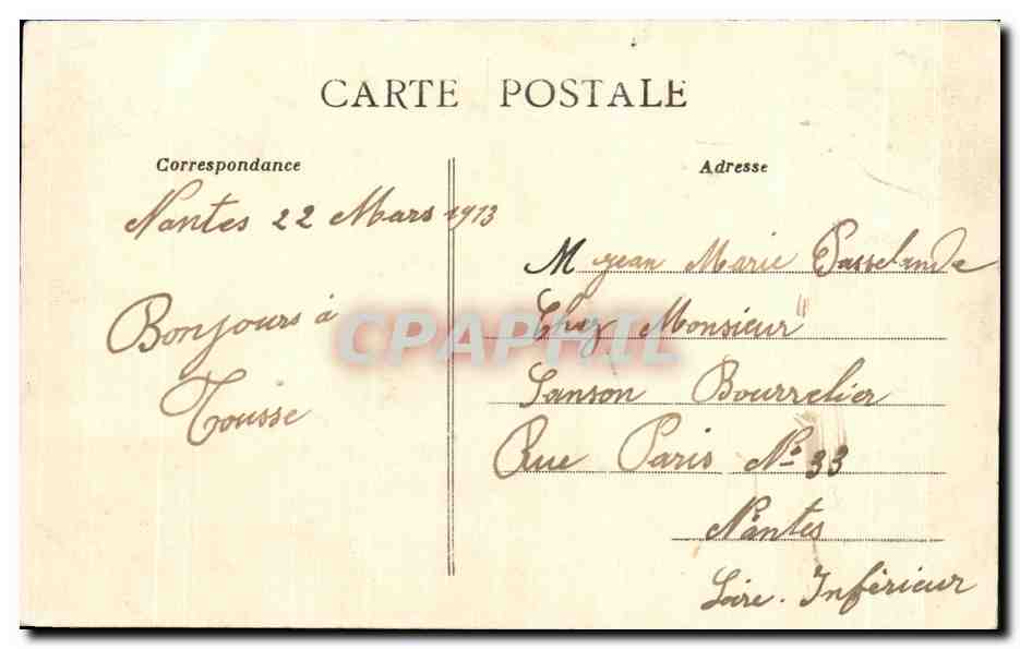 CPA Nantes Menument aux Enfants Morts Pour La Patrie — Verso