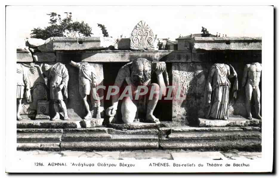 CPA Grece Greece Athenes Bas reliefs du Theatre de Bacchus