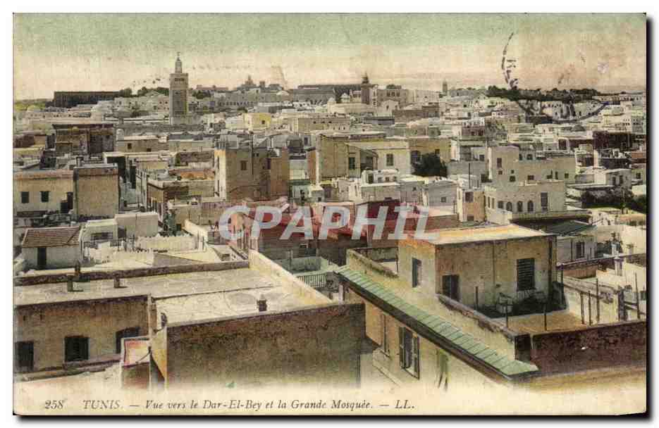 CPA Tunisie Tunis Vue vers le Dar Et Bey et la Grande Mosquee
