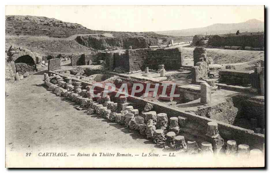 CPA Tunisie Carthage Ruines du Theatre Romain La Scene