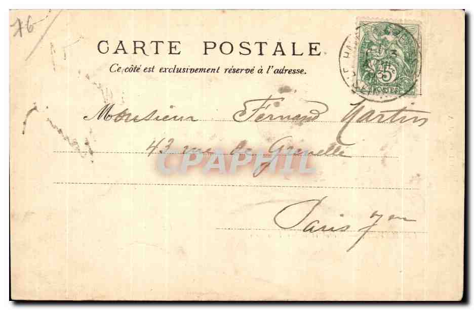 CPA Le Havre Hotel et bains Frascati — Rückseite