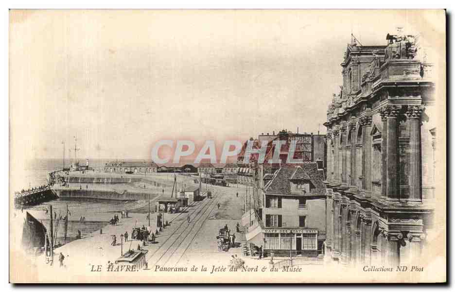 CPA Le Havre Panorama de la Jetee du Nord du Musee Cafe des Etats Unis