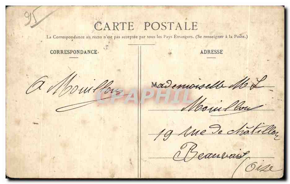 CPA Pontoise Place du Bucherel Chateau Hotel Dieu — Back