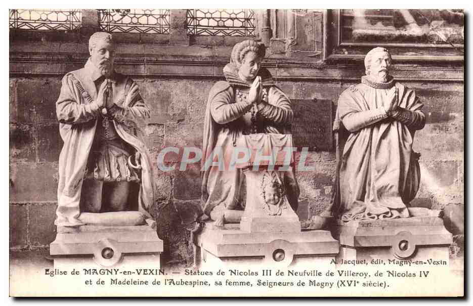 CPA Magny en Vexin Statues de Nicolas III de Neufville de Villeroy de Nicolas IV