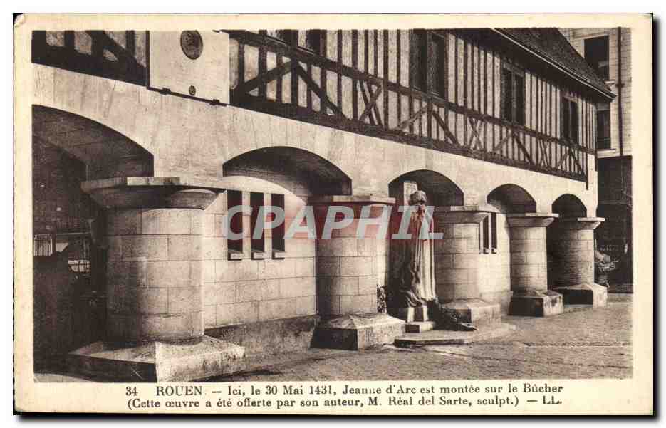 CPA Rouen Ici Mai Jeanne d Arc est montee sur le Bucher
