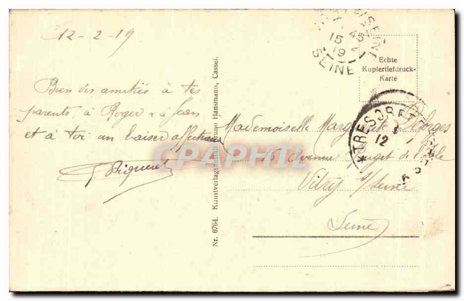 Wiesbaden — Théâtre, portail et monument Schiller — Kunstverlagsanstalt, N° 6764 — Verso