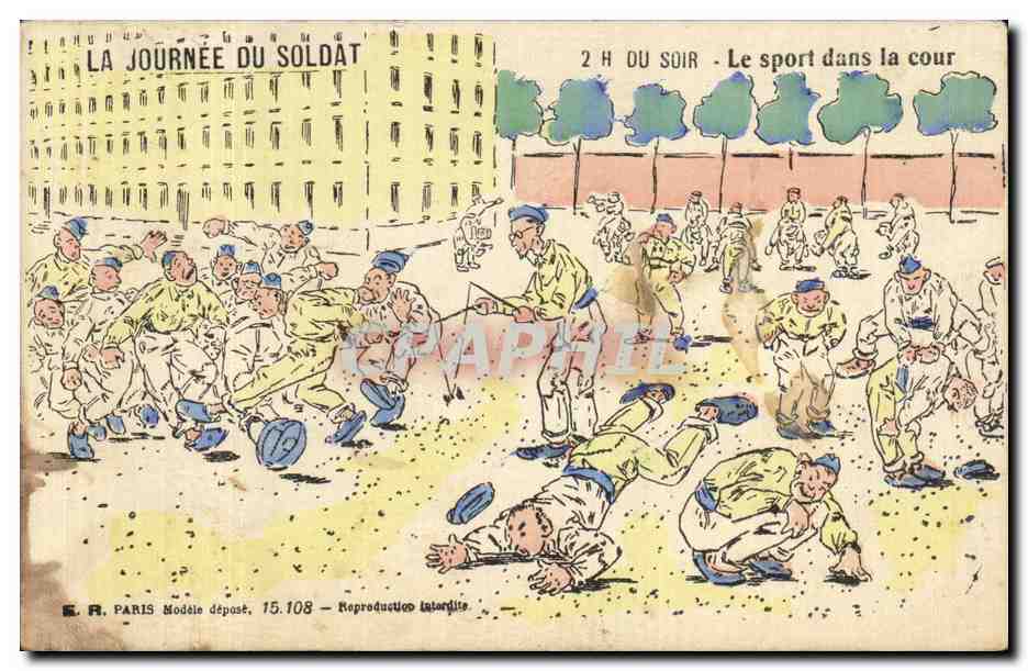 La Journée du Soldat — Le sport dans la cour — S. A. PARIS, Modèle déposé, 15.108
