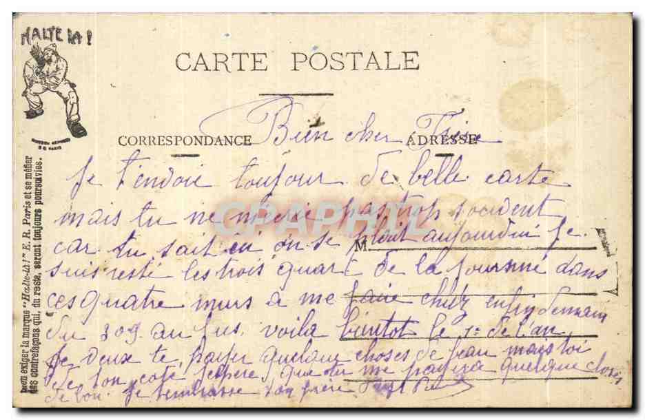 La Journée du Soldat — Le sport dans la cour — S. A. PARIS, Modèle déposé, 15.108 — Reverso