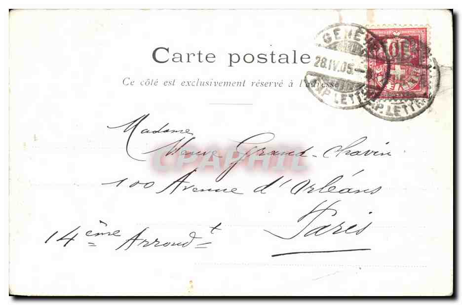 CPA Le Bateau Salon Geneve Suisse — Verso