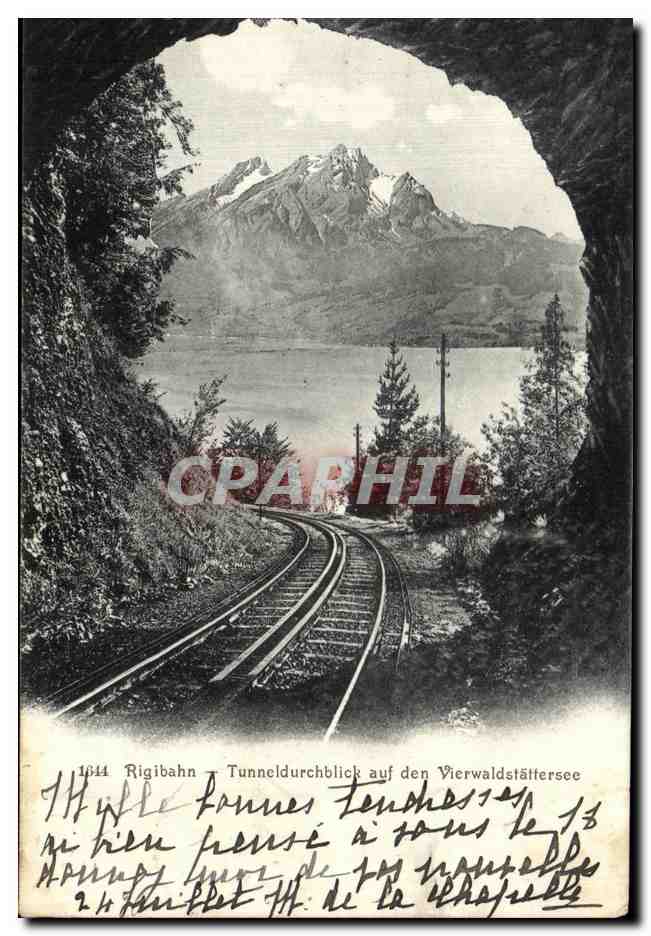 CPA Rigibahn Tunneldurchblick auf den Vierwaldstafferttesee Suisse
