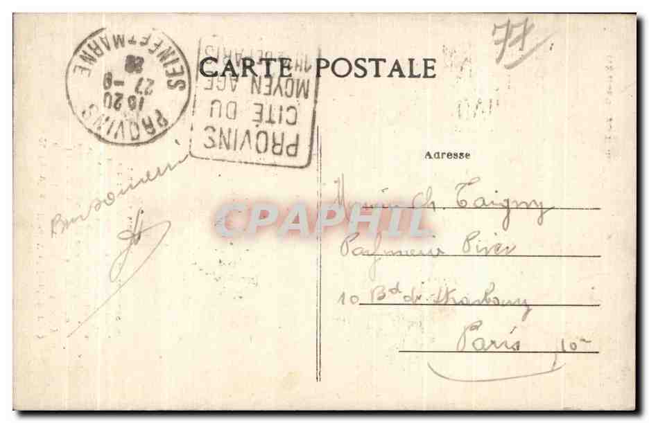 CPA Provins Hotel Vauluissant qui appartenait aux Moines de Preuilly — Rückseite