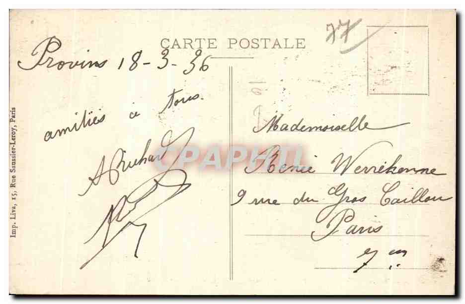 Provins (S.-et-M.) - Villa Garnier - Le Musée — Verdier, libraire, Provins — Rückseite