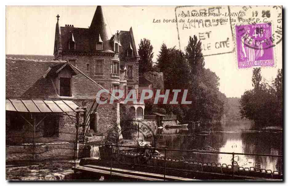 CPA Moret sur loing Les bords du Loing en amont du pont