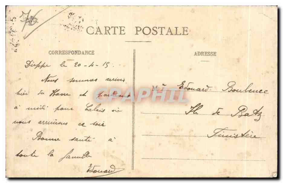 CPA Dieppe La poissonnerie et la gare maritime — Verso